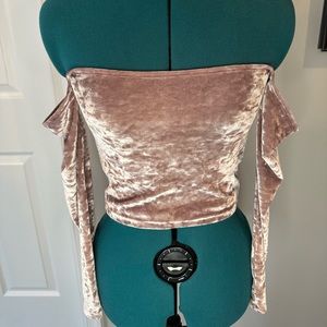 Velvet off the shoulder crop top